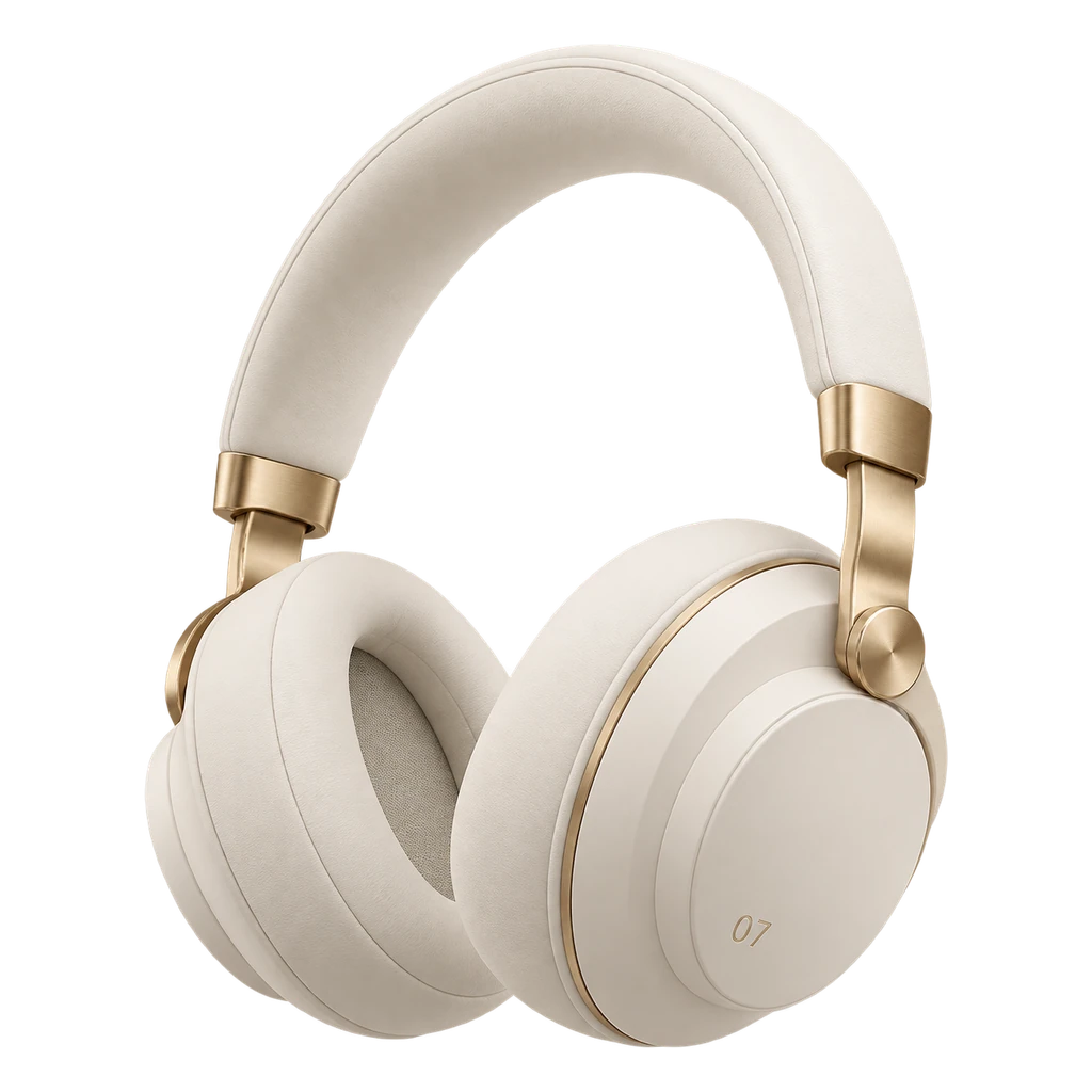 Bone and gold over-ear headphones