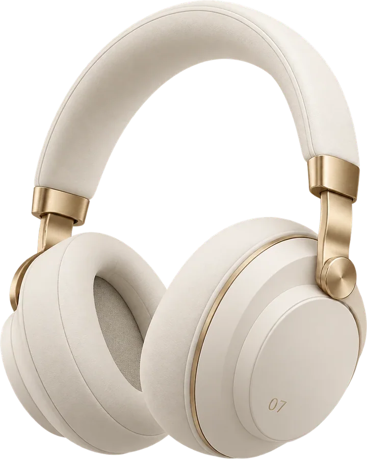 Bone and gold over-ear headphones